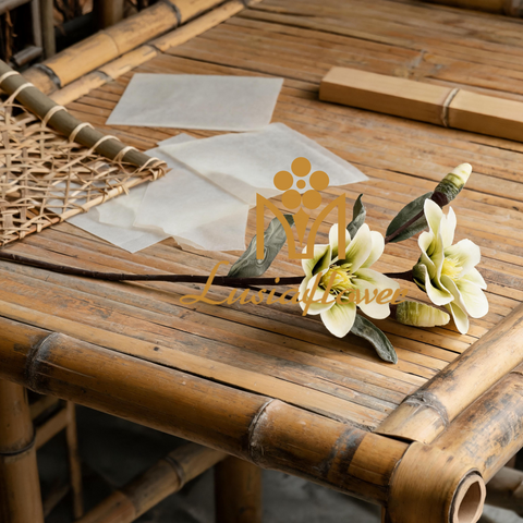 Artificial 2 Bloom Magnolia Protea Stem 103cm Faux Pale Yellow Green Protea with Matching Buds for Rustic Boho Wedding Home Vase Decor Wholesale