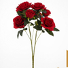 Artificial 9-Head Guocheng Rose Bouquet Bunch 55cm Cream White Mixed Semi-Open & Full Blooms with Dark Green Foliage for Wedding Floral Filler Home Vase Decor Wholesale