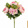Artificial 10 Heads No.4 Peony & Hydrangea Bouquet Bunch 55cm Cream White with Lotus Leaf Greenery for Elegant Wedding Premium Home Decor Wholesale