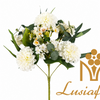 Artificial Round Chrysanthemum Fan Shape Bouquet 7 Heads 46cm Faux Ball Flower Bunch With Green Leaves for Wedding Centerpiece Bridal Arch Home Vase Decor Wholesale