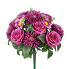 Artificial Silk Flower Bouquet Mixed Rose Dahlia Daisy with Green Leaves for Home Wedding Decor Wholesale