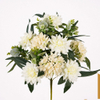 Artificial 12 Heads No.7 Dahlia & Five-Point Small Orchid Bouquet Stem 53cm Faux Cream White Mixed Flower Bunch with Assorted Green Foliage for Wedding Home Vase Decor Wholesale