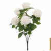 Artificial 7-Head Guocheng Rose Bouquet Bunch 52cm Pink Champagne Gradient with Brown Woody Stems & Serrated Foliage for Romantic Wedding Home Vase Decor Wholesale