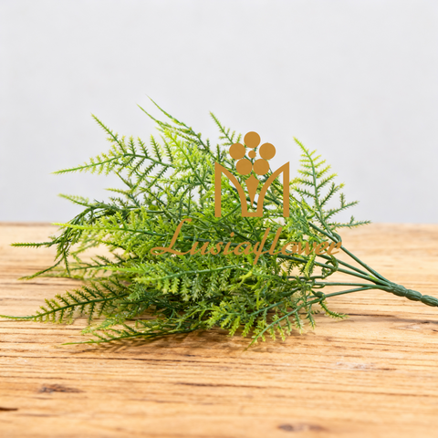 Artificial 7 Fork Persian Fern Grass Bush 33cm Faux Fine Fern Greenery Spray for Wedding Bouquet Filler Home Vase Decor Wholesale