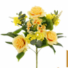 Artificial 7-Head Guocheng Rose Fan-Shaped Floral Stem 46cm Pink Champagne with Small Blossoms & Eucalyptus Foliage for Wedding Aisle Filler Table Vase Decor Wholesale