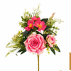 Artificial 8-Head No.10 Rose Fan-Shaped Floral Stem 50cm Cream White with Wild Cosmos & Fern Foliage for Wedding Arch Aisle Filler Wild Garden Decor Wholesale