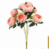 Artificial 9-Head New Peony Bouquet Bunch 57cm Cream White with Pale Yellow Center & Dark Green Foliage for Elegant Wedding Home Vase Decor Wholesale