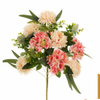 Artificial 12 Heads Chrysanthemum & Five-Point Small Orchid Bouquet 53cm Faux Cream White Mixed Flower Bunch with Assorted Green Foliage for Wedding Home Vase Decor Wholesale