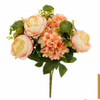 Artificial 10 Heads No.4 Peony & Hydrangea Bouquet Bunch 55cm Cream White with Lotus Leaf Greenery for Elegant Wedding Premium Home Decor Wholesale