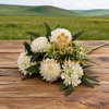 Artificial 7 Heads Chrysanthemum & 5-Petal Mini Orchid Mixed Bouquet 43cm Faux Cream White Floral Bush With Green Foliage for Wedding Centerpiece Home Vase Decor Wholesale