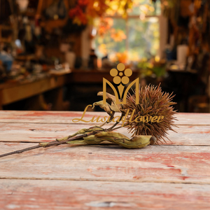 Artificial Dried Look Spiky Ball Stem 63cm Faux Brown Thistle Bloom with Withered Leaves for Rustic Autumn Wedding Decor Wholesale