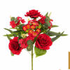 Artificial 7-Head Guocheng Rose Fan-Shaped Floral Stem 46cm Pink Champagne with Small Blossoms & Eucalyptus Foliage for Wedding Aisle Filler Table Vase Decor Wholesale