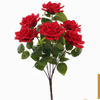 Artificial 7-Head Xuanli Rose Bouquet Bunch 52cm Pink Yellow Gradient with Brown Woody Stems & Serrated Foliage for Romantic Wedding Home Vase Decor Wholesale