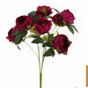 Artificial 9-Head New Peony Bouquet Bunch 57cm Cream White with Pale Yellow Center & Dark Green Foliage for Elegant Wedding Home Vase Decor Wholesale