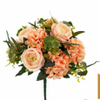 Artificial 17-Fork Peony & Hydrangea Bouquet Bunch 55cm Cream White with Lotus Leaf & Long Foliage for Full Bush Large Wedding Vase Decor Wholesale