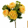 Artificial 10 Heads English Rose & Hydrangea Bouquet Bunch 55cm Cream White with Lotus Leaf Greenery for Romantic Wedding Home Vase Decor Wholesale