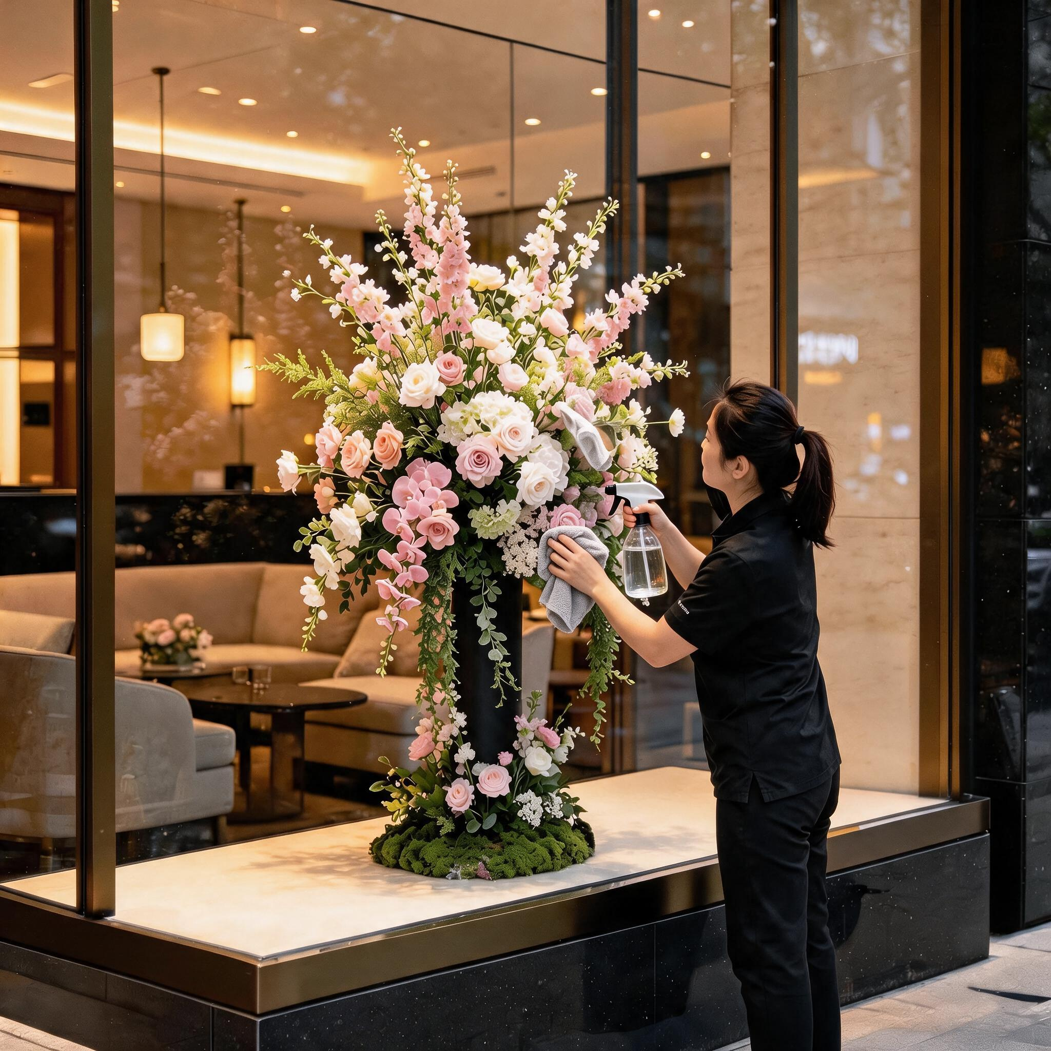 jimeng-2026-08-10-8148-100%完整保留当前画面所有饱满粉白混合鲜花花艺、沿街高端商铺暖调玻璃大堂全部背.png