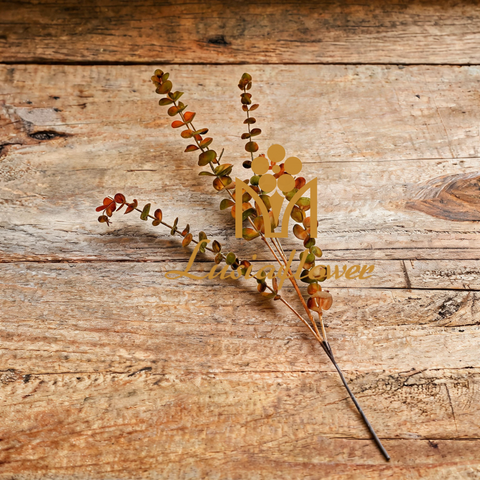 Artificial 5 Forks Mini Eucalyptus Stem 82cm Faux Autumn Orange-Green Eucalyptus Spray with Dried Texture for Rustic Wedding Home Vase Decor Wholesale