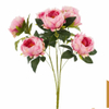 Artificial 9-Head New Peony Bouquet Bunch 57cm Cream White with Pale Yellow Center & Dark Green Foliage for Elegant Wedding Home Vase Decor Wholesale