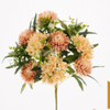 Artificial 12 Heads Chrysanthemum & Five-Point Small Orchid Bouquet 53cm Faux Cream White Mixed Flower Bunch with Assorted Green Foliage for Wedding Home Vase Decor Wholesale