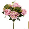 Artificial 10 Heads English Rose & Hydrangea Bouquet Bunch 55cm Cream White with Lotus Leaf Greenery for Romantic Wedding Home Vase Decor Wholesale