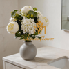 Artificial 10 Heads No.4 Peony & Hydrangea Bouquet Bunch 55cm Cream White with Lotus Leaf Greenery for Elegant Wedding Premium Home Decor Wholesale