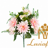 White Mixed Artificial Dahlia Flower Bouquet Faux Dahlia Bush With Assorted Greenery For Wedding Table Centerpiece Bridal Backdrop Home Party Event Decor Wholesale