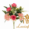 Artificial Mixed Rose & Pentagram Orchid Bouquet 7+5 Heads 44cm Faux Flower Bunch With Green Foliage for Wedding Centerpiece Bridal Arch Home Vase Decor Wholesale
