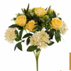 Artificial 15 Heads Rose & Five-Point Small Orchid Bouquet 60cm Faux Cream White Mixed Flower Bunch with Assorted Green Foliage for Wedding Home Vase Decor Wholesale