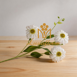 Artificial Zinnia Single Stem 76cm Faux White Daisy‑Like Flower Spray With Green Leaves for Wedding Centerpiece Bridal Arch Home Vase Decor Wholesale