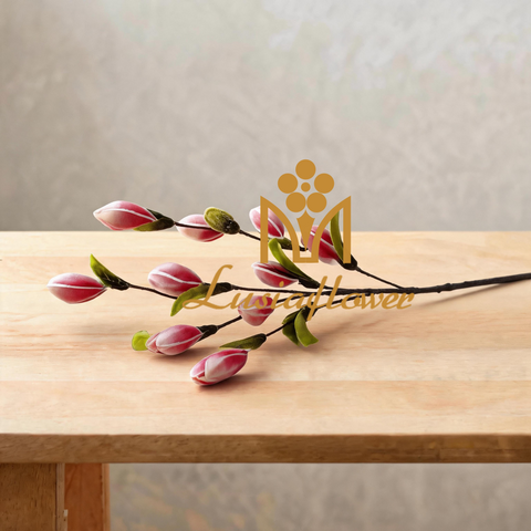 Artificial 10 Head Carambola Star Fruit Bud Stem 98cm Faux Pink Gradient Flower Bud Branch with Green Leaves for Rustic Wedding Home Vase Decor Wholesale