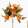 Artificial 7-Head Guocheng Rose Fan-Shaped Floral Stem 46cm Pink Champagne with Small Blossoms & Eucalyptus Foliage for Wedding Aisle Filler Table Vase Decor Wholesale