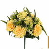 Artificial 17-Head No.10 Rose Bouquet Bunch 53cm Cream White with Small Flower Clusters & Mixed Long Foliage for Full Bush Wedding Centerpiece Large Vase Decor Wholesale