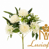 Artificial 7 Heads Chrysanthemum & 5-Petal Mini Orchid Mixed Bouquet 43cm Faux Cream White Floral Bush With Green Foliage for Wedding Centerpiece Home Vase Decor Wholesale