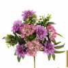 Artificial 12 Heads No.7 Dahlia & Five-Point Small Orchid Bouquet Stem 53cm Faux Cream White Mixed Flower Bunch with Assorted Green Foliage for Wedding Home Vase Decor Wholesale