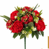 Artificial 17-Head Peony & Herbaceous Peony Cluster Bouquet 53cm Cream White with Mixed Foliage for Full Bush Wedding Centerpiece Large Vase Decor Wholesale