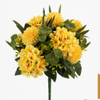 Artificial 17-Fork Pompon Mum & Hydrangea Bouquet Bunch 53cm Faux Cream White Mixed Flower with Green Foliage for Wedding Home Vase Decor Wholesale