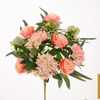 Artificial 12 Heads Rose & Five-Point Small Orchid Bouquet 53cm Faux Cream White Mixed Flower Bunch with Assorted Green Foliage for Wedding Home Vase Decor Wholesale