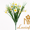Artificial 7 Fork Plastic Mini Daffodil Bush 37cm Faux White Yellow Daffodil Grass Spray for Spring Wedding Home Vase Decor Wholesale
