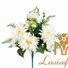 White Mixed Artificial Dahlia Flower Bouquet Faux Dahlia Bush With Assorted Greenery For Wedding Table Centerpiece Bridal Backdrop Home Party Event Decor Wholesale