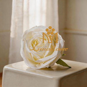 Artificial Round Rose Flower Head 7cm Diameter Faux White Rose Bloom Without Stem for Flower Wall Backdrop Wedding Arch DIY Floral Craft Wholesale