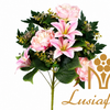 White Mixed Artificial Flower Bouquet Peony Lily Bush With Green Foliage For Wedding Table Centerpiece Bridal Backdrop Home Party Event Decor Wholesale