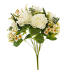 Artificial 17-Head Zhongli Dahlia Bouquet Bunch 53cm Cream White with Small Flower Clusters & Mixed Foliage for Full Bush Wedding Centerpiece Large Vase Decor Wholesale