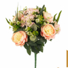 Artificial 17-Head Peony & Herbaceous Peony Cluster Bouquet 53cm Cream White with Mixed Foliage for Full Bush Wedding Centerpiece Large Vase Decor Wholesale