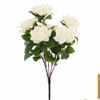 Artificial 7-Head Xuanli Rose Bouquet Bunch 52cm Pink Yellow Gradient with Brown Woody Stems & Serrated Foliage for Romantic Wedding Home Vase Decor Wholesale