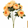 Artificial 9-Head New Peony Bouquet Bunch 57cm Cream White with Pale Yellow Center & Dark Green Foliage for Elegant Wedding Home Vase Decor Wholesale
