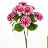 Artificial 9-Fork Pompon Chrysanthemum Bouquet Bunch 53cm Cream White Round Ball Flower with Broad Veined Foliage for Wedding Floral Filler Table Decor Wholesale