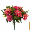 Artificial 17-Fork Pompon Mum & Hydrangea Bouquet Bunch 53cm Faux Cream White Mixed Flower with Green Foliage for Wedding Home Vase Decor Wholesale