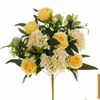 Artificial 12 Heads Rose & Five-Point Small Orchid Bouquet 53cm Faux Cream White Mixed Flower Bunch with Assorted Green Foliage for Wedding Home Vase Decor Wholesale