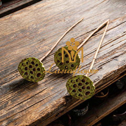 Artificial Single Stem Lotus Seed Pod 61cm Faux Dried Green Brown Lotus Pod for Zen Wabi Sabi Home Vase Decor Wedding Floral Wholesale